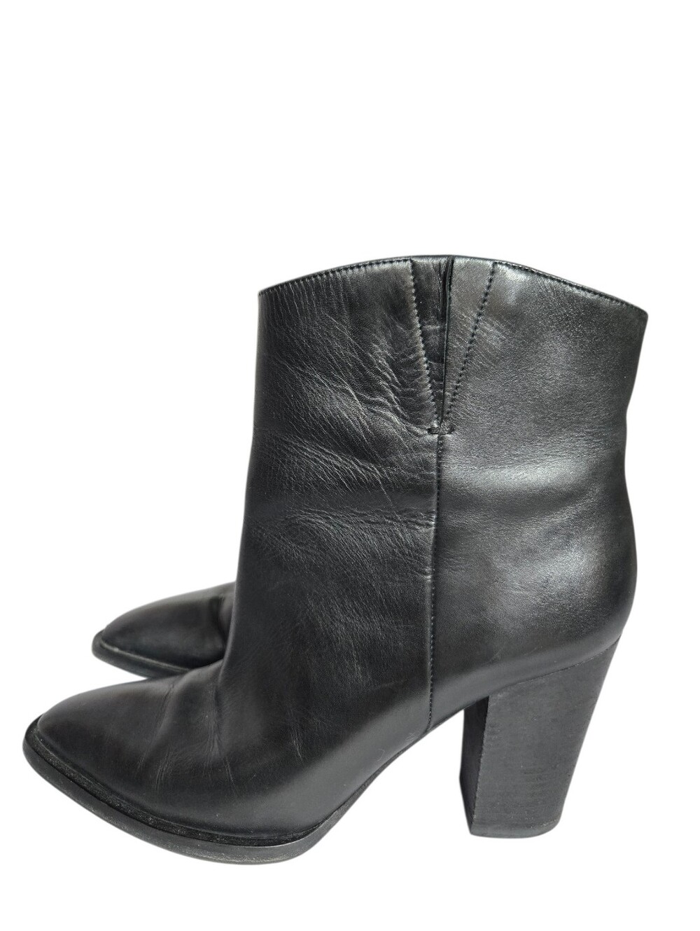 Vince Erving Black Leather Pointy-Toe Ankle Boots Pull-On Size 9